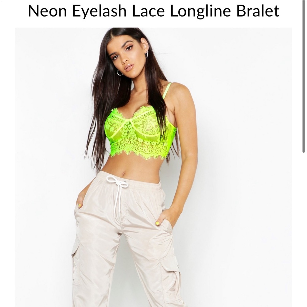 Boohoo Neon Eyelash Lace Longline Bralet